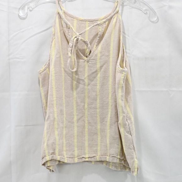 Ann Taylor Loft Tank Linen Halter Size XS Wheat and Yellow - Picture 3 of 3